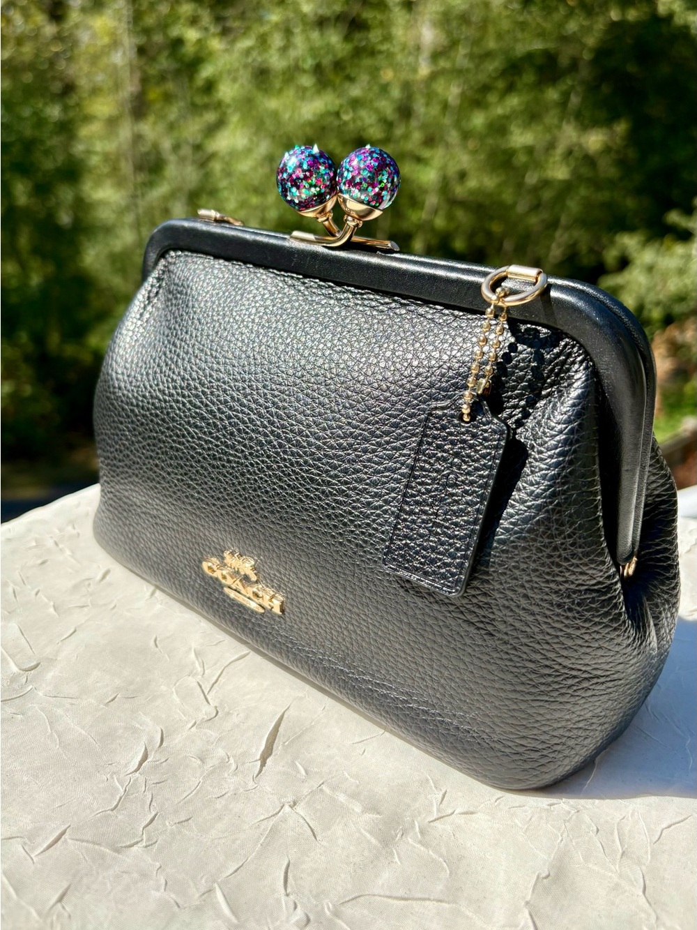 COACH Nora Kisslock Crossbody In Black Leather C1451 - Picture 3 of 10
